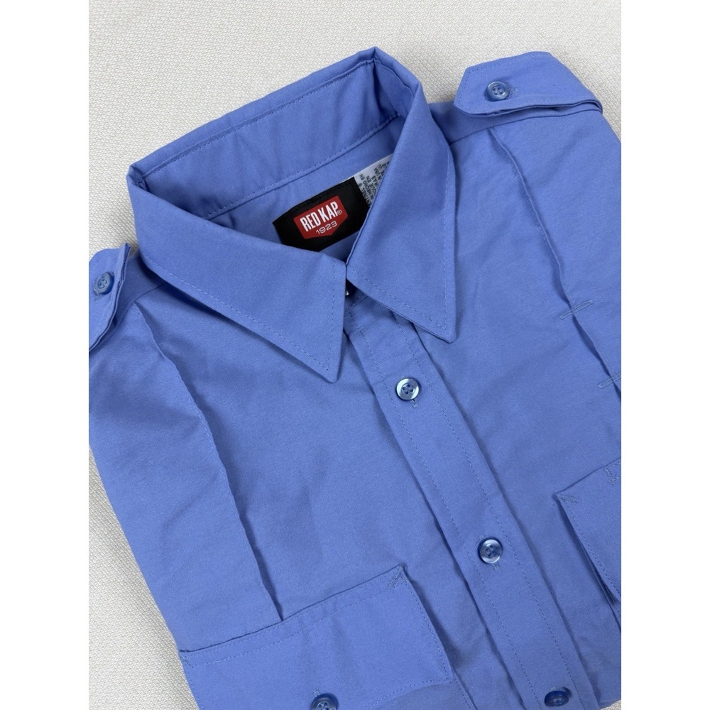 RED KAP 1923 Men's Button Down Military‎ Crease Work Shirt Size L 345 Blue NWOT